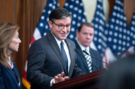 Speaker of the House Mike Johnson, R-La., holds a news conference on day 23 of the government shutdown, at the Capitol in Washington, Thursday, Oct. 23, 2025. (AP Photo/J. Scott Applewhite)