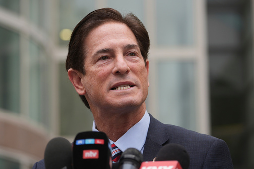 FILE - Los Angeles County District Attorney Nathan Hochman speaks outside of the courthouse in Los Angeles, April 17, 2025. (AP Photo/Damian Dovarganes, File)