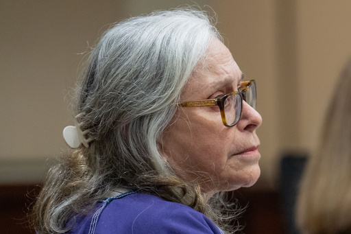 Donna Adelson listens to statements made on her behalf by family friends during her sentencing for her role in the murder of Dan Markel, Monday, Oct. 13, 2025. (Alicia Devine/Tallahassee Democrat via AP, Pool, File)