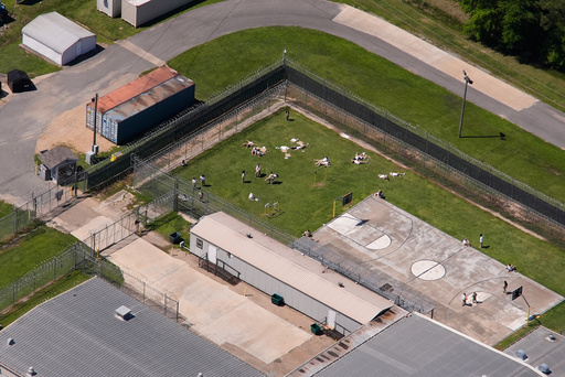 FILE - The Richwood Correctional Center, now an ICE detention facility, is seen in this aerial photo in Monroe, La., on April 9, 2025. (AP Photo/Gerald Herbert, File)