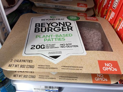 FILE - Shown are Beyond Meat Beyond Burger packages at a store in Huntingdon Valley, Pa., Tuesday, Feb. 22, 2022. (AP Photo/Matt Rourke, File)