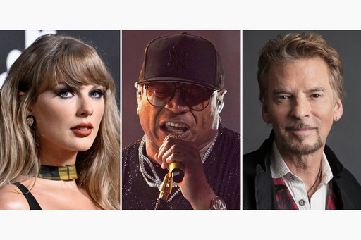 This combination of images shows Taylor Swift, from left, LL Cool J, and Kenny Loggins. (AP Photo)