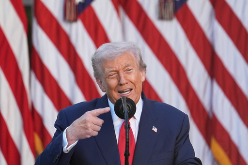 FILE - President Donald Trump speaks before posthumously awarding the Presidential Medal of Freedom to Charlie Kirk in the Rose Garden of the White House, Oct. 14, 2025, in Washington. (AP Photo/Alex Brandon, File)
