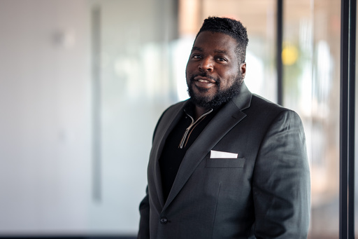 Robert Vaughn, Chief Innovation Officer of NPower, poses for a portrait at an alumni event at World Wide Technology, Monday, Oct. 20, 2025, in New York. (AP Photo/Angelina Katsanis)