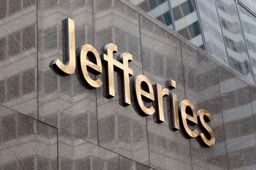 FILE - This May 23, 2019, file photo shows the logo for the Jefferies Financial Group in New York. (AP Photo/Richard Drew, File)
