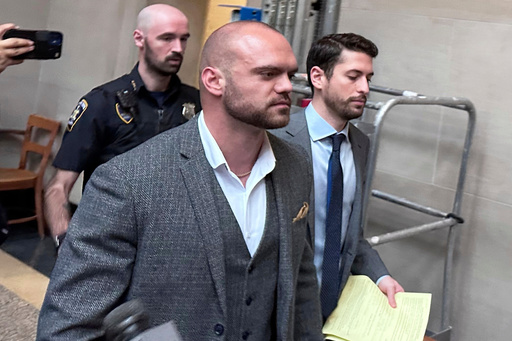 FILE - Former New York state trooper Thomas Mascia leaves Nassau County court in Mineola, N.Y., on May 21, 2025. (AP Photo/Philip Marcelo, File)