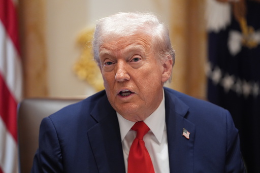 President Donald Trump speaks during a cabinet meeting at the White House, Thursday, Oct. 9, 2025, in Washington. (AP Photo/Evan Vucci)
