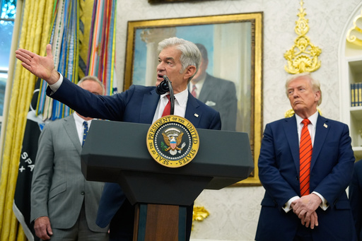 President Donald Trump listens as Centers for Medicare & Medicaid Services administrator Dr. Mehmet Oz speaks in the Oval Office of the White House, Friday, Oct. 10, 2025, in Washington. (AP Photo/Alex Brandon)