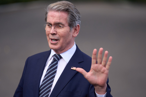 Treasury Secretary Scott Bessent speaks with reporters at the White House, Wednesday, Oct. 22, 2025, in Washington. (AP Photo/Evan Vucci)