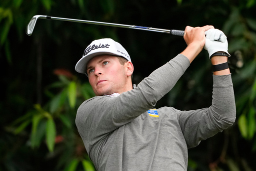 FILE - Michael Brennan watches his tee shot on the sixth hole during the first round of the U.S. Open golf tournament at Los Angeles Country Club, June 15, 2023, in Los Angeles. (AP Photo/Lindsey Wasson, File)