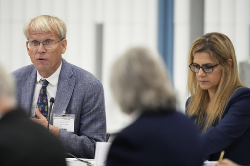 Committee member Dr. Martin Kulldorf, speaks during a meeting of the Advisory Committee on Immunization Practices at the CDC on Thursday, Sept. 18, 2025, in Chamblee, Ga. (AP Photo/Brynn Anderson)