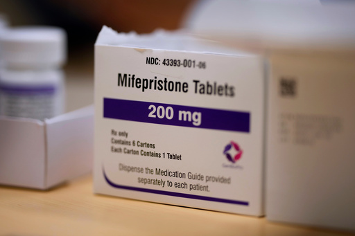 FILE - Mifepristone tablets are seen at a Planned Parenthood clinic in Ames, Iowa, on Thursday, July 18, 2024. (AP Photo/Charlie Neibergall, File)