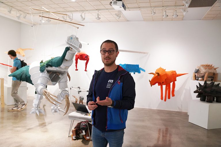 South Dakota Mines mechanical engineering students brought engineering and imagination together to build large dinosaur marionettes, each one crafted with a variety of materials ranging from papier-mache and fabric to metal and 3D printed parts and designed with at least two movable parts.
