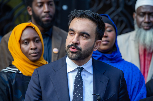 New York City Democratic mayoral candidate Zohran Mamdani speaks at the Islamic Cultural Center of the Bronx mosque in New York on Friday, Oct. 24, 2025. (AP Photo/Ted Shaffrey)