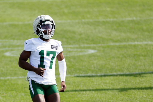 FILE - New York Jets cornerback Kris Boyd takes part in an NFL football training camp, July 23, 2025, in Florham Park, N.J. (AP Photo/Adam Hunger, File)