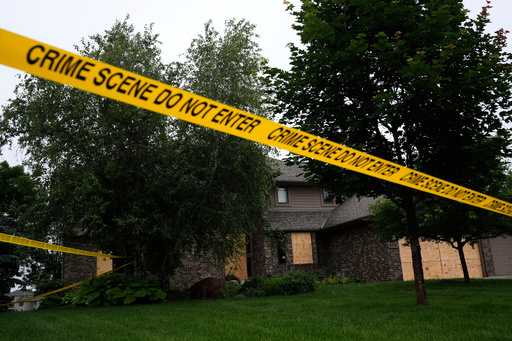 FILE - Police tape blocks off the home of Minnesota state Rep. Melissa Hortman, Sunday, June 15, 2025, in Brooklyn Park, Minn. (AP Photo/George Walker IV, File)