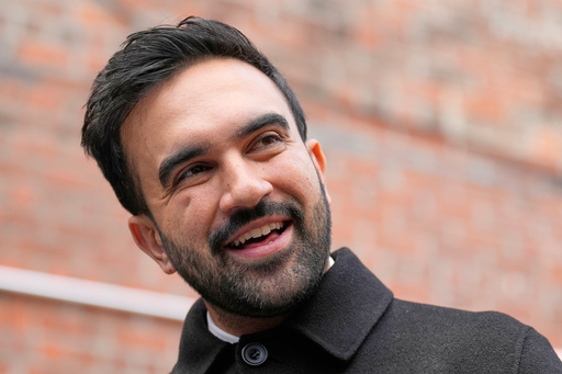 FILE - New York City Mayor-elect Zohran Mamdani talks to reporters at a news conference in New York, Nov. 17, 2025. (AP Photo/Seth Wenig, File)