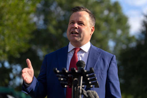 FILE - Director of the Federal Housing Finance Agency Bill Pulte speaks with reporters at the White House, Sept. 2, 2025, in Washington. (AP Photo/Mark Schiefelbein, File)